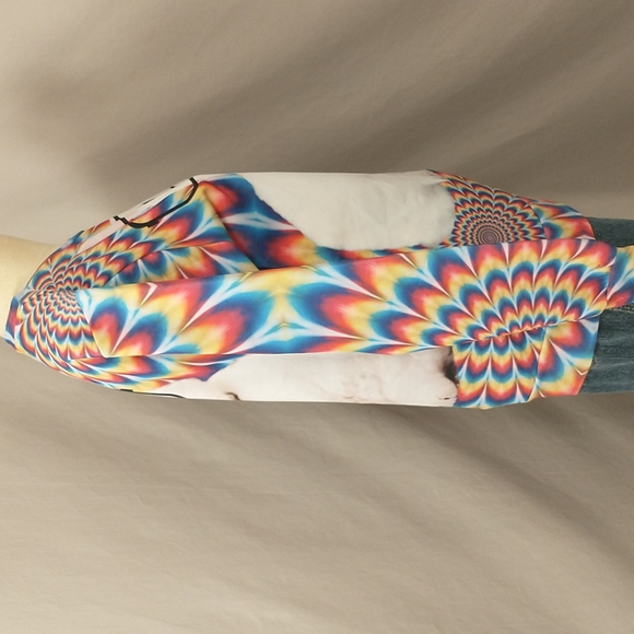 Fun Cat Top Photographic Tee Psychedelic Long Sleeve Athletic T Shirt by Iswag - Picture 4 of 10